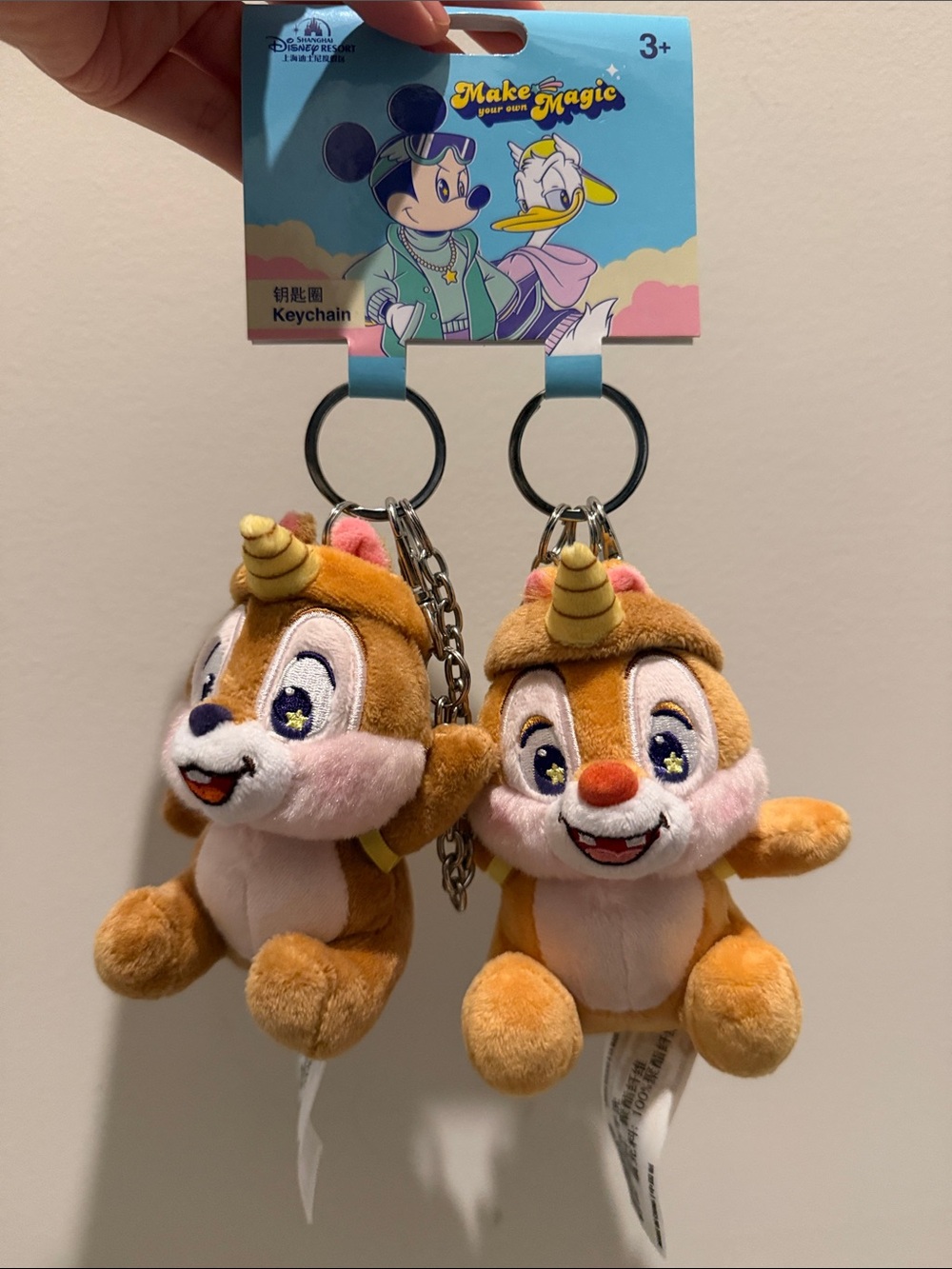 Disney Chip & Dale Chipmunks Unicorn Plush Keychain Pair
